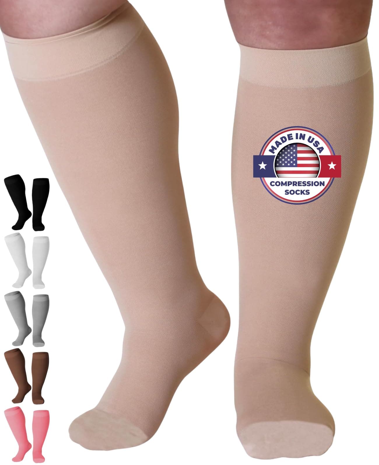 Mojo Compression Socks - USA Made Knee-High Closed Toe Support Hose for Varicose Veins, DVT, Lymphedema - 20-30mmHg, Opaque, Unisex