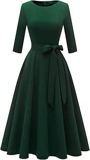 Cocktail Dresses for Women, Vintage Wedding Guest 3/4 Sleeves Formal Church Tea Dress