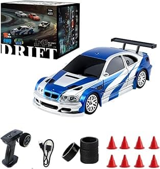 Mini RC Electric Racing Car 4WD with Lights, High Speed RC Vehicle for Adults - RTR Version, 4302 (Blue&White)