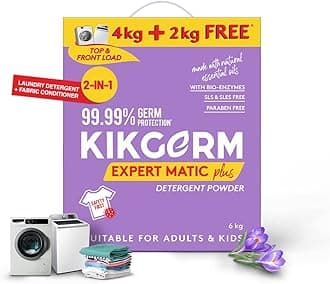 ELO Clean by KIKGERM 2-in-1 ADVANCED Top & Front Load Detergent Powder + FABRIC CONDITIONER (6KG) 4KG +2KG FREE | Tough Stain Removal + Soft Clothes | No Harmful Chemicals | Washing Machines Surf