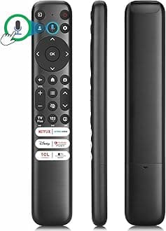 Voice Remote Replacement for TCL Android, Google Smart TV Remote, Compatible with QM8, QM7, Q7, Q6, Q5, S5, S4, S3 Series, 6 Shortcuts Prime, Netflix, YouTube