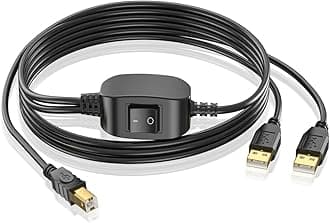 Printer Cable Splitter for Two Computers USB Splitter 1 in 2 Out USB-B Share Cable with Switch for inkless Printers,Scanners,Samsung,MacBook,HP,Canon,Brother,More (5 Feet)