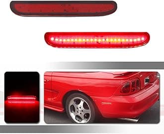 For 1994 1995 1996 1997 1998 Ford Mustang Rear Bumper Side Marker Lights Full Red Led Red Lens F4ZZ-13A565
