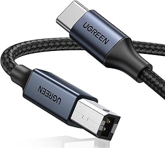 UGREEN USB C 3 FT Printer Cable, Nylon USB B to C Cord for MacBook Pro/Air, MIDI Cable Compatible with MIDI Keyboard, DAC, DJ Controller for iPad Pro Black