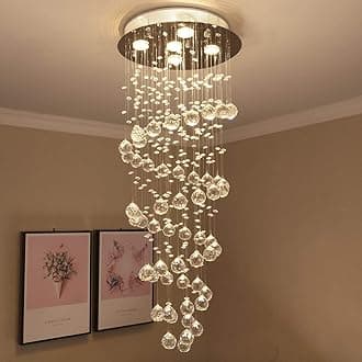 CRYSTA WORLD K9 4 Watts Crystal Chandelier Light Fixture,Warm White,Round