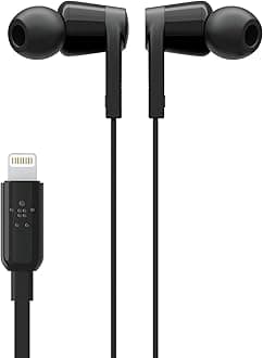 Soundform Headphones With Lightning Connector, Mfi Certified In-Ear Earphones Headset With Microphone, Earbuds With Water & Sweat Resistant For Iphone 14, Iphone 13 And More - Black, Wired