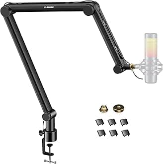 Microphone Arm,Aokeo AK-49 Adjustable Compact Mic Suspension Boom Scissor Arm Stand For Blue Yeti,Snowball iCE,HyperX QuadCast,Etc