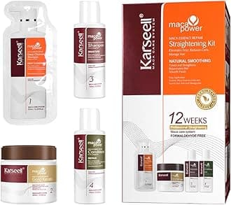Karseell Maca Essence Repair Keratin Hair Treatment Straightening Kit, 12 Weeks of Home Use Professional Straightening, Softer and Shinier Hair, All Hair Types