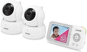 VTech VM923-2 Baby Monitor, 2.8”Screen, 1000ft Range, Pan-Tilt-Zoom, Night Vision, 2-Way Audio, Temperature Sensor, Lullabies, Secured Transmission No WiFi