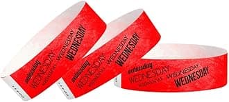 Wednesday Neon Red Tyvek Wristbands for Events - 500 Count ¾” x 10” - Waterproof Recyclable Comfortable Tear Resistant Paper Bracelets Wrist Bands for Concerts Festivals Admission Party