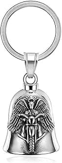 NIIIYTYB Motorcycle Angel Bell for Riders Guardian Bell for Bikers Men's Good Luck Charm Keychain Accessory for Motorcycles Campana de la Suerte for Men Protective Biker Bells
