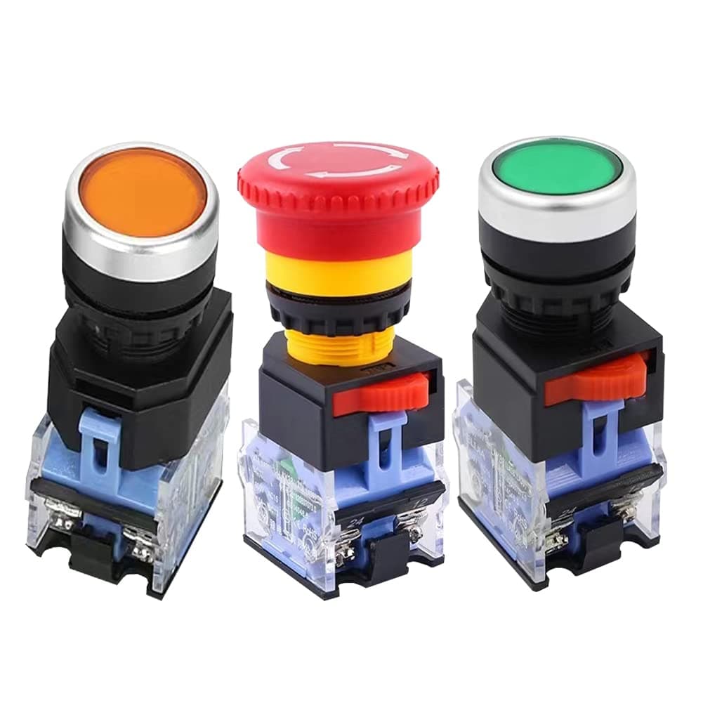 Emergency Stop Button Yellow Green Momentary Push Button Switch 22mm Emergency Stop Switch e Stop Button e Stop Push Button