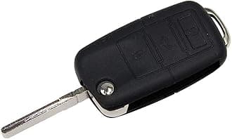 HQRP Folding Flip Key FOB Shell Remote Case w/ 4 Buttons Compatible with Jetta 2000-2011, Beetle 2000-2009, Passat 1998-2005, Rabbit 2006-2011, GTI 2006-2011 Plus Black Silicone Protective Cover Case