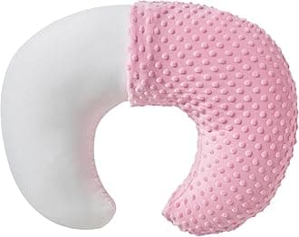 Nursing Pillow and Positioner with Cover for Breastfeeding and Bottle Feeding, Propping Baby, Tummy Time, Baby Sitting Support, Awake-Time Support (Candy Pink, 22" x 17.7" x 5.9")