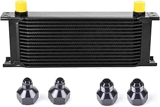 15 Row AN10-10AN Stacked Plate Oil Cooler With 6AN 8AN Adapter Universal Engine Transmission British Radiator Oil Cooler Condenser Aluminium Alloy Black