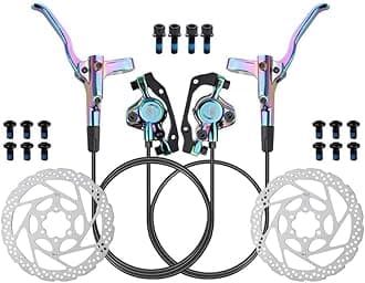 Hydraulic Brake Set Mountain Bike Hydraulic Disc Brakes, Front 800Mm Rear 1600Mm Hydraulic Brake Set Aluminum Alloy Oil Brake For E-bike(Colorful)