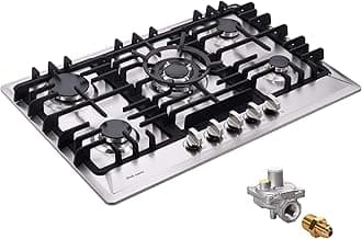 30 Inch Gas Cooktop, Stainless Steel, 5 Burner, Convertible Gas Stove, LPG/NG Gas Stove, Dual Fuel Gas Hob, DM527-02