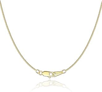 18K Gold Plated 925 Sterling Silver Chain Necklace for Women Girls, 0.8mm Box Chain Lobster Claw Clasp-Super Thin & Strong Necklace Chain 16/18/20/22/24 Inch