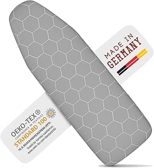 Ironing Board Cover - Made in Germany Iron Board Cover For Steam Iron - Fit in Multiple Sizes - Grey With Elastic Drawstring, Aluminum Coating, Vapour Permeable & Heat Reflective