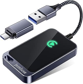 Jemluse Wireless CarPlay Adapter for Apple iPhone (2024 Upgraded) - Multi-User Seamless Connection for Convert Wired to Wireless Car Play Adapter - No Latency from iOS 10+ to Screen w/USB C (Gray)