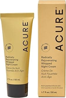 Acure Radically Rejuvenating Whipped Night Cream - Anti Aging Peptide Night Face Cream for Women & Men, Hydrating & Renewing Moisturizer for Fine Lines and Dark Spots with Vitamin C - 1.7 fl oz