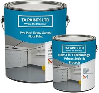 T A Paints Ltd Two Pack Epoxy Resin Garage Floor Paint 3 In 1 Primer Sealer Protect Heavy Duty 2k Industrial Factory Floor Coating for Concrete Stone Brick (BS 00A 05 Grey 2.5L)