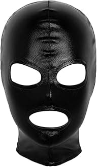 Unisex Leather Full Cover Face Mask Elastic Breathable Cosplay Costumes Open Eyes Mouth Headgear