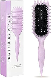 Purple Curl Defining Brush for Curly Hair – Detangling & Styling Brush for Women & Men, Defines 2A to 4C Curls, Reduces Frizz, Perfect for Wet & Dry Hair (Purple)