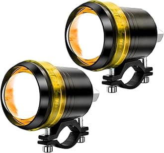 Motorcycle Front Spotlights with Halo Ring, Universal LED Driving Fog Lights for 12V 24V Vehicle Motorcycle Street Bike Dirt Bike Scooter, 2PCS