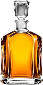 Capitol Glass Decanter, Airtight Geometric Stopper, 23.75 oz Whiskey Decanter for Wine, Bourbon, Brandy, Liquor, Juice, Made in Italy.