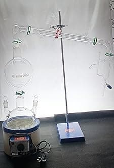 ISKO ® Borosilicate glass Steam Distillation apparatus complete set with stand Heating Mantle, GLASS PARTS and Heating Mantle (10000)