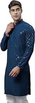 Jompers Men's Chikankari Embroidered and Sequence Kurtas Only