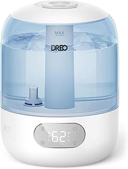 DreoHumidifiers for Bedroom, Cool Mist Ultrasonic Humidifiers with 30Hr Runtime, Top Fill 3L Tank, Easy Clean, Humidity Sensor, Night Light for Baby, Nursery, 360° Nozzle for Plants and Home, Blue