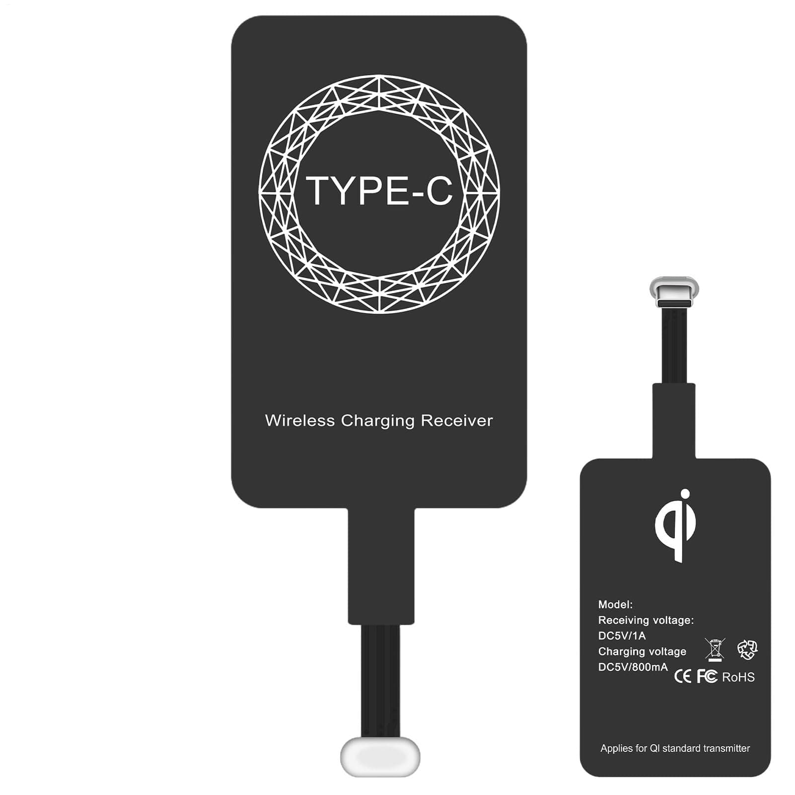 USB Type-C Wireless Charger Adapter - Thin Type-C Charging Patch for Cellphones