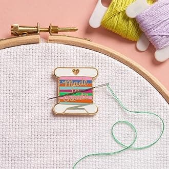 Needle Minder - Bobbin Design for Cross Stitch, Sewing, Embroidery and Needlework Accessories, Enamel and Magnetic
