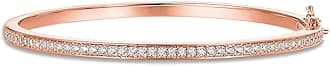 14K Gold Plated Cubic Zirconia Bangle Classic Tennis Bracelet | 7.5" Gold Bracelets for Women
