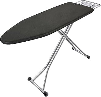 BKTD Ironing Board, Heat Resistant Cover Iron Board with Steam Rest, Non-Slip Foldable Ironing Stand. Heavy Sturdy Metal Frame Legs Iron Stand(13 * 34 * 53 Inches) (Silver Black)