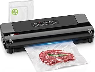 Bonsenkitchen Vacuum Sealer Machine Multi-Functional Food Sealer with 10 Vacuum Bags, Fast-Compact Design, External Vacuum System & Accessory Tube for Freshness Preservation