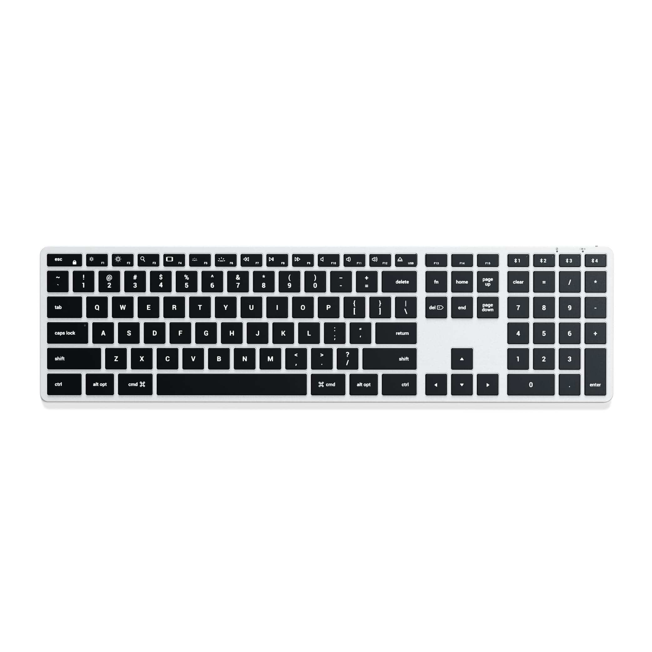 Satechi Slim X3 Bluetooth Wireless Keyboard, US QWERTY Layout, Backlit Numeric Keypad, Multi-Device – For MacBook Air & Pro M5 M4 M3, Mac Mini, iPad Air & Pro, iMac and more – Silver