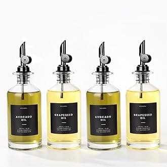 Molimoli Olive Oil Dispenser Bottle for Kitchen With Weighted Pourer - Glass Cruet Set of 4 | 350ml