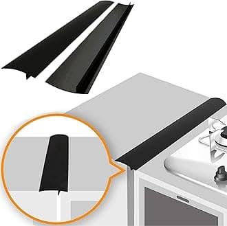 Linda’s Essentials Silicone Stove Gap Covers (2 Pack), Heat Resistant Oven Gap Filler Seals Spaces Between Stovetop and Counter, Easy to Clean (21 Inches, Black)