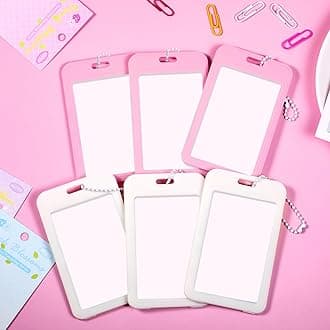 6 Pcs Kpop Photocard Holder 2.1 x 3.3 Inch Kpop Cardholder Plastic Cover Holder Korean Decorative Stickers with Keychain