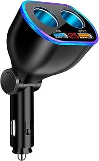 Car Charger Cigarette Lighter Splitter Adapter,120W QC3.0 Dual USB Car Charger with LED Voltmeter 12/24V Sockets Splitter Cigarette Lighter USB Chargers Fast Charging for Phone Tablets GPS Dash Cam