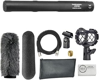 AT875R Short Shotgun Microphone with Shockmount + Windshield + 20ft XLR Microphone Cable + Cleaning Cloth (5 Items)