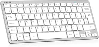 Arteck Ultra-Slim Bluetooth Keyboard Compatible with iPad 10.2-inch/Air/ 9.7-inch/Pro/Mini, iPhone and Other Bluetooth Enabled Devices Including iOS, Android, Windows, Silver