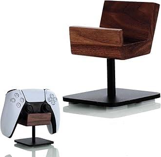 Walnut Controller Holder for Desk – Premium Wood Gaming Controller Stand for Xbox, PS5, PS4, Cool Gamer Gifts for Men, Husband, Boyfriend, Gaming Room Storage Organizer