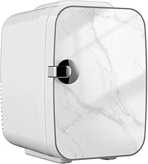 Sweetcrispy Small Refrigerator, Portable Mini Fridge 4L/6 Can Cooler & Warmer Compact Fridges for SkinCare,Food and Drinks,Bedroom,Dorm,Car,Office,Marble
