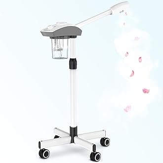Professional Facial Steamer Machine on Wheels, Standing Esthetician Steamer with Hot Ozone Mist, Facial Be Used for Skin Rejuvenation, Steamer for Facial Used for Spa or Personal Care, White