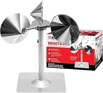 Bird B Gone - Reflect-A-Bird - Reflective Spinning Deterrent - Repels Pigeons, Sparrows, & Woodpeckers - Wind Powered - for Gardens, Railings, Roofs, Etc - Weatherproof Aluminum - Adjustable Neck