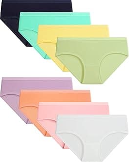 Adorel Teen Girls Knickers Solid Colour Underpants Pack of 8 Briefs